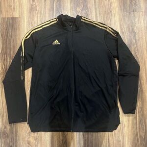 Adidas Tiro Track Jacket Black & Gold 3-Stripe Full Zip - Men's 2XL